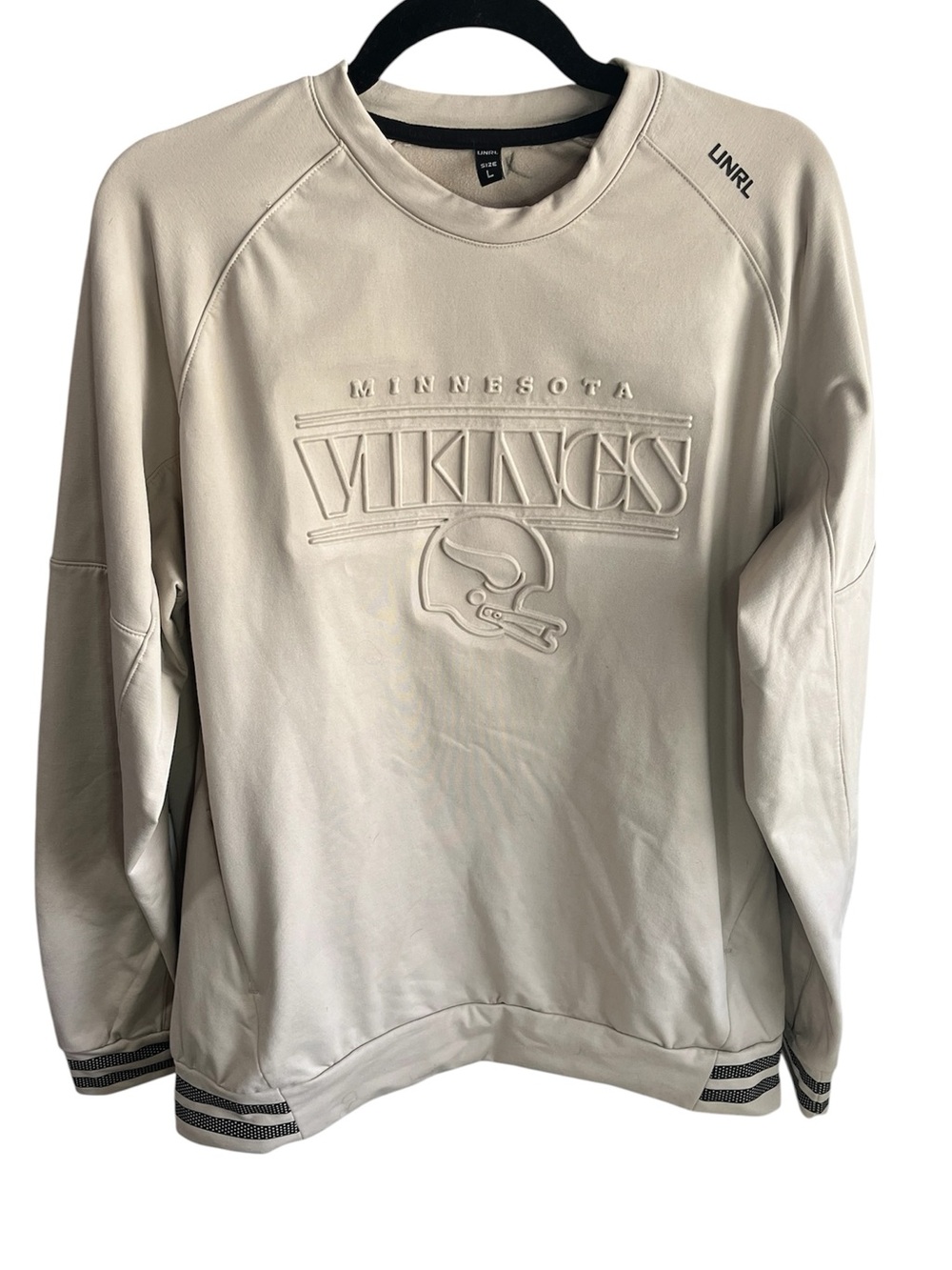 Men’s Sand UNRL x Minnesota Vikings ‘23 Crossover Crewneck No. 2 Size Large